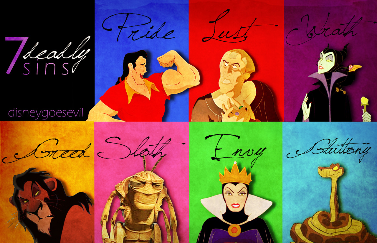 7 Deadly Sins - Disney Goes Evil,7 Deadly Sins,Disney Goes Evil,Deadly Sins,Disney,Evil,Deadly,Sins,Lust,Gluttony,Greed,Sloth,wrath,envy,pride